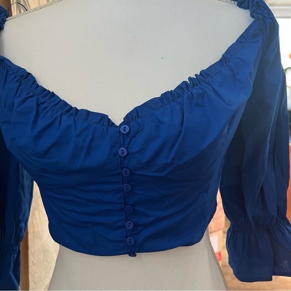 Zara poplin blue crop top - Picture 14 of 16